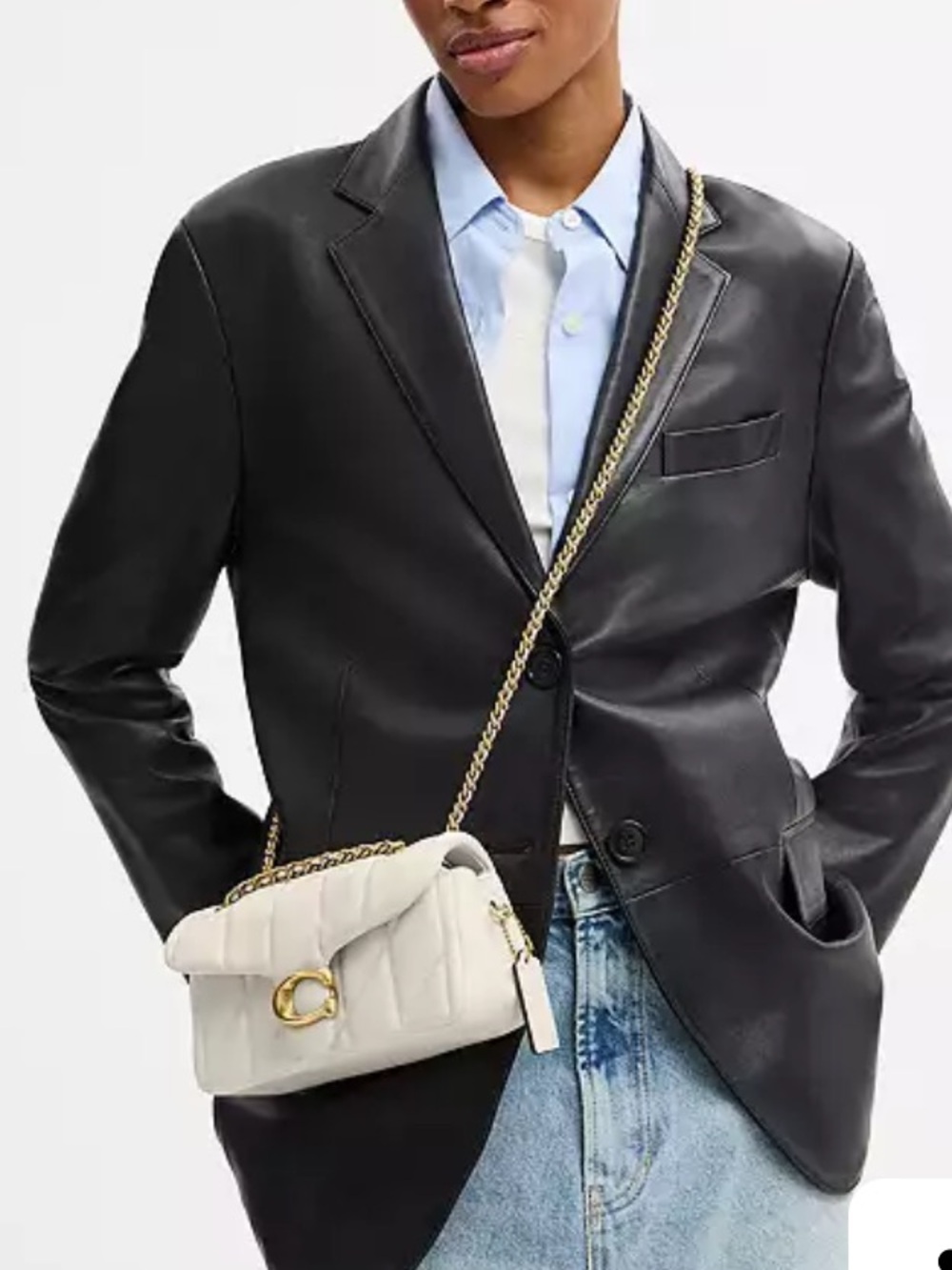 Coach Tabby Shoulder Bag 20 in Chalk and Brass - Picture 3 of 14